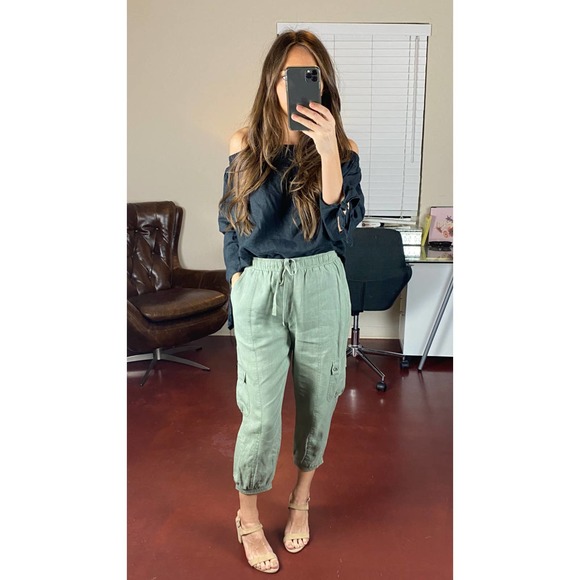 Bella Dahl Pants - NEW BELLA DAHL Linen Cargo Jogger in Sage